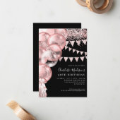 バジェットブラックバラ金ゴールドバルーンエイジ誕生日 ノートカード (正面/裏面インサイチュ)