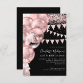 バジェットブラックバラ金ゴールドバルーンエイジ誕生日 ノートカード (正面/裏面)