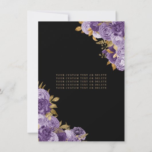 バジェットブラックパープルバイオレット金ゴールドフローラキンセアニェラ ノートカード (裏面)