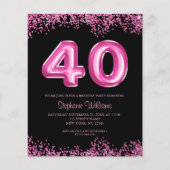 バジェットブラックピンクグリジー40th誕生日パーティーフライヤー チラシ (正面)