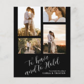 バジェットブラックフォトコラージュ結婚式招待状 (正面)