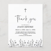 バジェットブラックフローラメモリアルサンキューカード (正面)