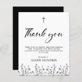 バジェットブラックフローラメモリアルサンキューカード (正面/裏面)