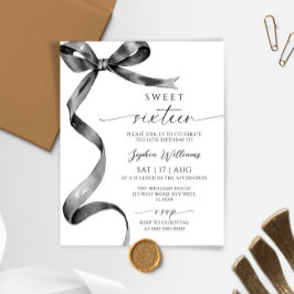 バジェットブラックボウスウィート16誕生日招待状