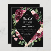 バジェットブラックボホフローラブライダルシャワー招待 (正面/裏面)