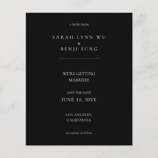 バジェットブラックミニマルモダンリスト2V2日付を保存 チラシ (正面)