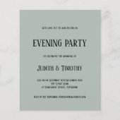 バジェットブラック文字セージグリーン夕べパーティー招待状 (正面)