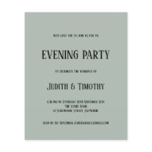 バジェットブラック文字セージグリーン夕べパーティー招待状