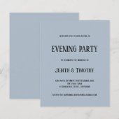 バジェットブラック文字ダスティーブルー夕べパーティー招待状 (正面/裏面)