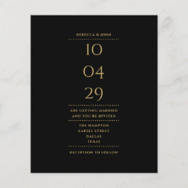 バジェットブラック結婚と金ゴールドの日付招待状
