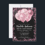 バジェットブラック赤面ピンクグリッターバルーン誕生日 ノートカード<br><div class="desc">グラムモダン赤面ピンクブラックグリッタースパークルバルーンエレガント誕生日スタイリッシュ招待状</div>