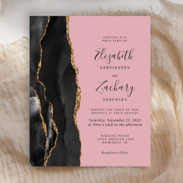 バジェットブラック金ゴールドアガテピンクウェディング招待