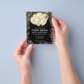 バジェットブラック金ゴールドグラムグリッターバルーン誕生日 チラシ (手)