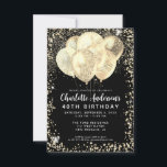 バジェットブラック金ゴールドグラムグリッターバルーン誕生日 ノートカード<br><div class="desc">グラムモダンフェイク金ゴールドブラックグリッタースパークルバロエレガントンスタイリッシュ誕生日招待状</div>