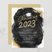 バジェットブラック金ゴールドグリッターアルコールインク卒業 (正面/裏面)