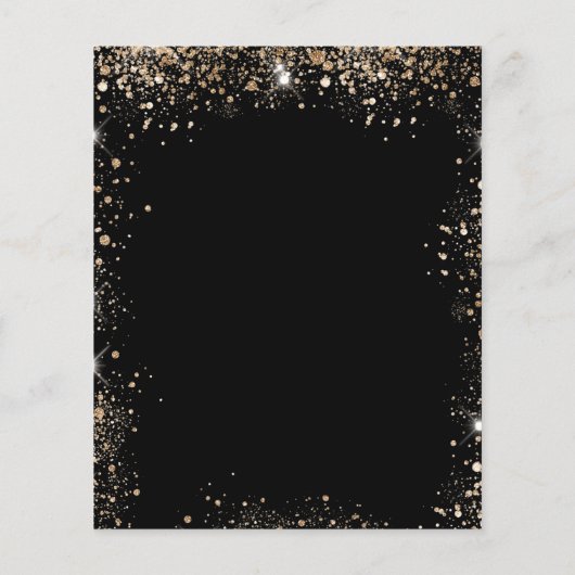 バジェットブラック金ゴールドグリッタースパークルエレガントな結婚式 (裏面)