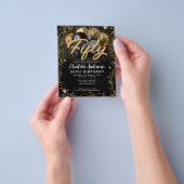 バジェットブラック金ゴールドグリッターバルーンエイジ誕生日 チラシ (手)