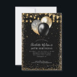バジェットブラック金ゴールドグリッターライトバルーン誕生日 ノートカード<br><div class="desc">黒モダン色の金ゴールドグリッターライトBalloon Any Age誕生日</div>