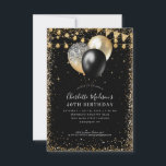 バジェットブラック金ゴールドグリッターライトバルーン誕生日 ノートカード<br><div class="desc">黒モダン色の金ゴールドグリッターライトBalloon Any Age誕生日</div>