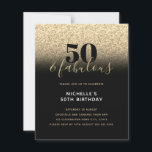 バジェットブラック金ゴールドグリッター50th誕生日招待状<br><div class="desc">お客様のカスタマイズニーズに完全に対応できる。©ゴルホデザイン。Zazzleプラットフォームを介してあなたのために作られた。//一致する項目を探しているその他の文房具は私の店の「コレクション」セクションで利用可能。//お使いの救済デザインが必要か？他得のアイディア?感じ連絡直接自由。</div>