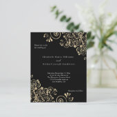 バジェットブラック金ゴールドスワーズ結婚式招待状 (スタンド正面)
