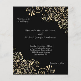 バジェットブラック金ゴールドスワーズ結婚式招待状