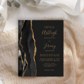 バジェットブラック金ゴールドダークQRコード結婚式招待状