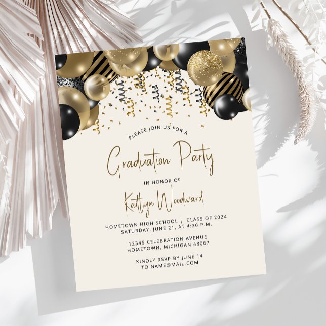 バジェットブラック金ゴールドバルーンアーチ卒業パーティー (クリエイターアップロード済み)