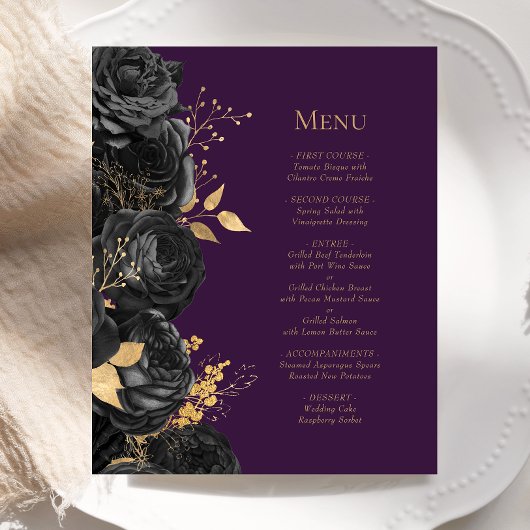 バジェットブラック金ゴールドパープル結婚フローラのメニュー