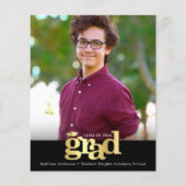 バジェットブラック金ゴールドフォト卒業はっきりしたキャップ招待状 (正面)