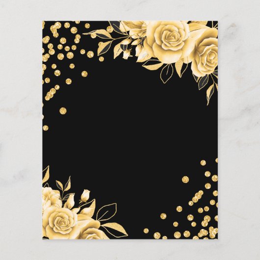 バジェットブラック金ゴールドフローラグリッター30th誕生日 チラシ (裏面)