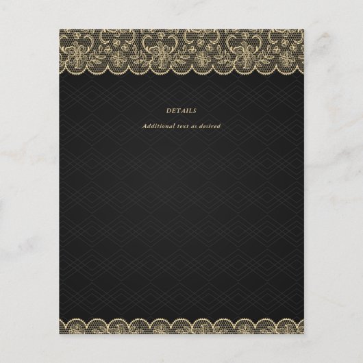 バジェットブラック金ゴールドレースエレガントな結婚式 (裏面)