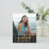 バジェットブラック金ゴールド写真卒業シックな招待状 (スタンド正面)