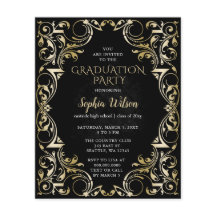 バジェットブラック金ゴールド卒業招待状