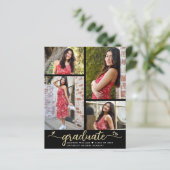 バジェットブラック金ゴールド卒業4フォトスクリプト招待状 (スタンド正面)