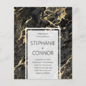 バジェットブラック金ゴールド大理石結婚式招待状 (正面)