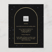 バジェットブラック金ゴールド星空の夜の結婚式の招待 (裏面)