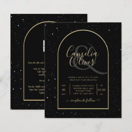 バジェットブラック金ゴールド星空の夜の結婚式の招待