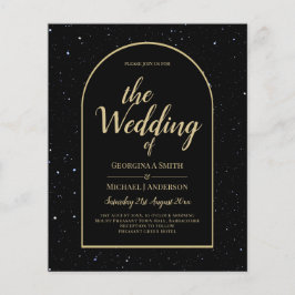 バジェットブラック金ゴールド星空の夜の結婚式の招待 チラシ