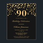 バジェットブラック金ゴールド紙吹雪90th誕生日パーティー チラシ<br><div class="desc">バジェットブラック金ゴールド紙吹雪90th誕生日パーティチラシ</div>