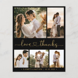 バジェットブラック金ゴールド結婚コラージュのサンキューフライヤー チラシ