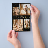 バジェットブラック金ゴールド結婚コラージュのサンキューフライヤー チラシ (ハンドル)