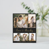 バジェットブラック金ゴールド結婚スクリプトのサンキューカード (スタンド正面)