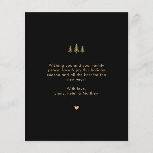 バジェットブラック金ゴールド4フォトコラージクリスマスカード (裏面)