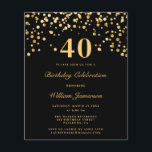 バジェットブラック金ゴールド40thバースデーメンズモダン招待状<br><div class="desc">バジェットブラック金ゴールド40thバースデーメンズモダン招待状</div>