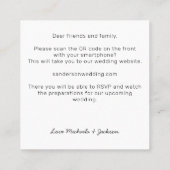 バジェットブラック金ゴールドQRコード結婚式招待状 スクエア名刺 (裏面)