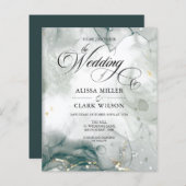 バジェットブラック&ホワイトウォーターのカラー結婚式招待状 (正面/裏面)