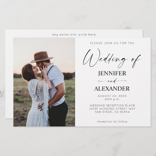 バジェットブラック&ホワイトシンプル書道結婚の2 (正面/裏面)