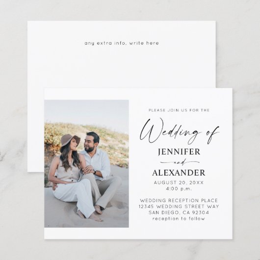 バジェットブラック&ホワイトシンプル書道結婚の3 (正面/裏面)