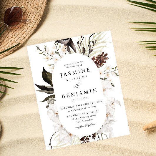 バジェットブラック&ホワイトフローラビーチズ結婚ズ チラシ